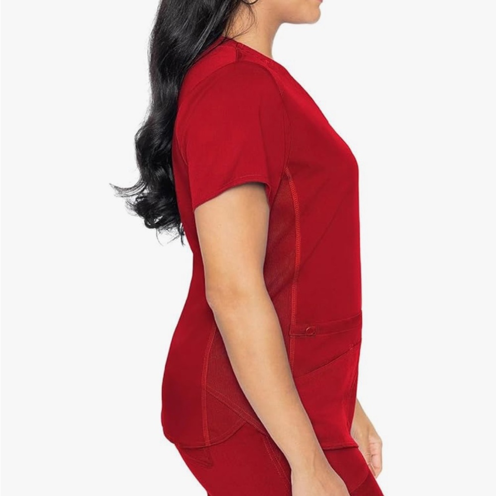 Med Couture TOUCH Red Short Sleeve V-Neck Top with matching pants - Picture 12 of 12